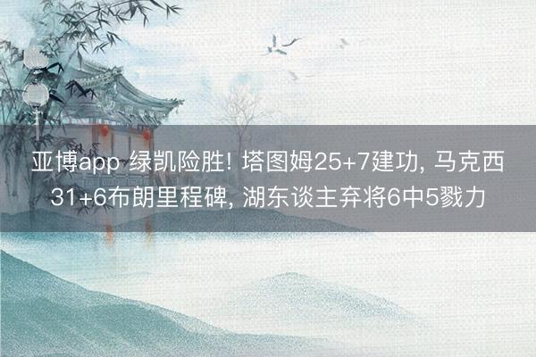 亚博app 绿凯险胜! 塔图姆25+7建功, 马克西31+6布朗里程碑, 湖东谈主弃将6中5戮力