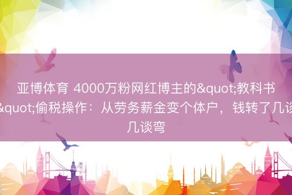 亚博体育 4000万粉网红博主的"教科书级"偷税操作：从劳务薪金变个体户，钱转了几谈弯