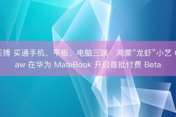 亚搏 买通手机、平板、电脑三端：鸿蒙“龙虾”小艺 Claw 在华为 MateBook 开启首批付费 Beta